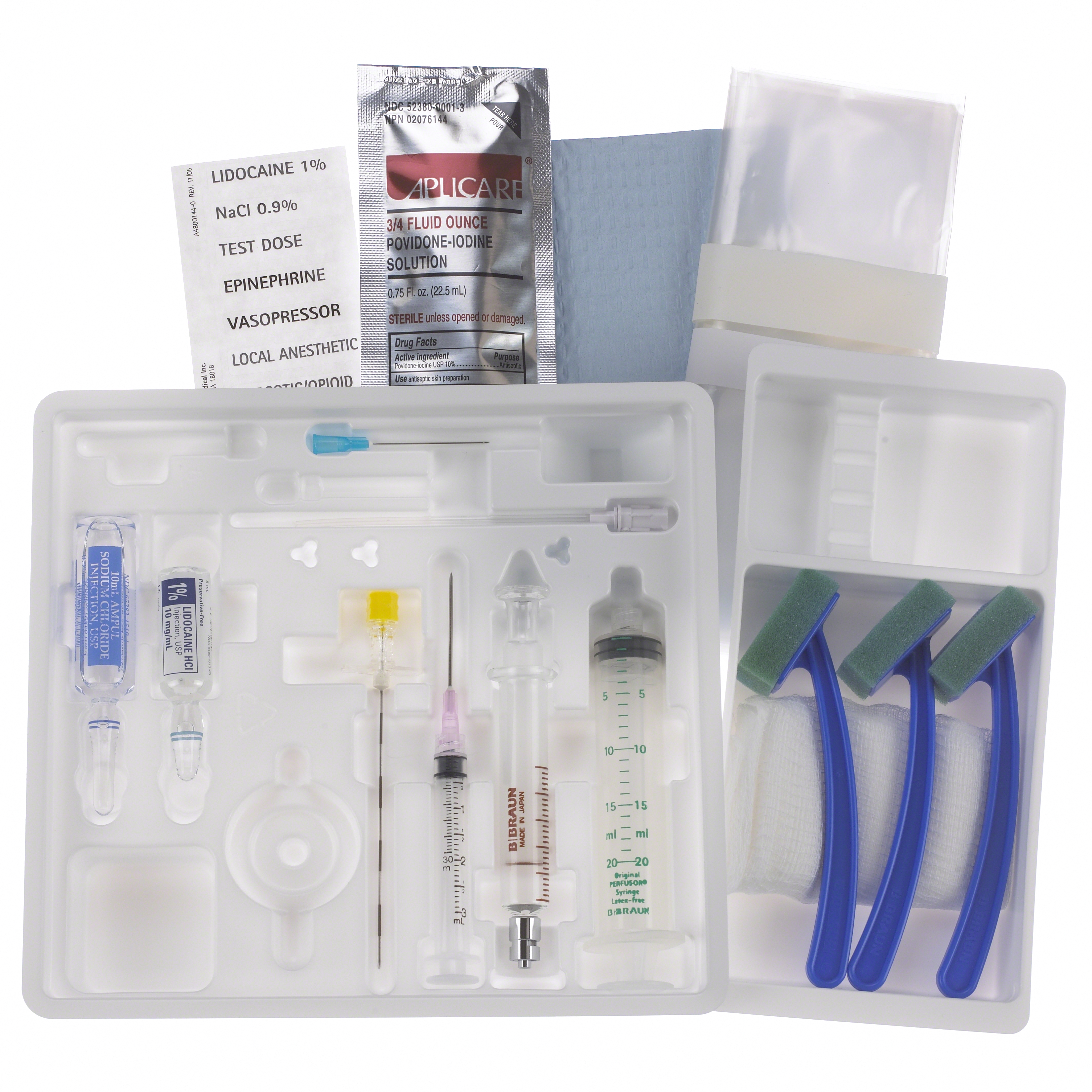 Tray Epidural Anesthesia Perifix® Single Shot Tuohy, Winged, Metal Stylet 20 Gauge 3-1/2 Inch L.O.R. Syringe 5ML (1/TR 10/CS) by B Braun Medical, Inc.  ID 332254